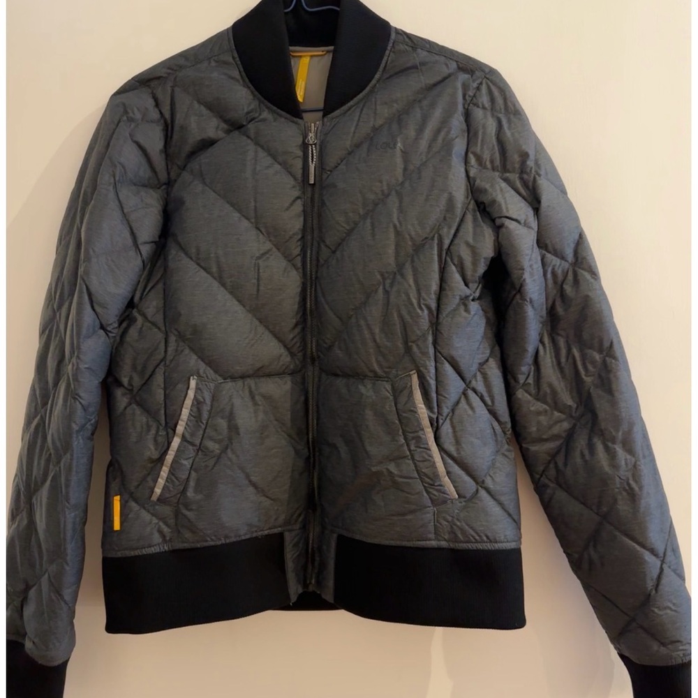 Lole Gray Quilted Bomber Jacket with Black Trim